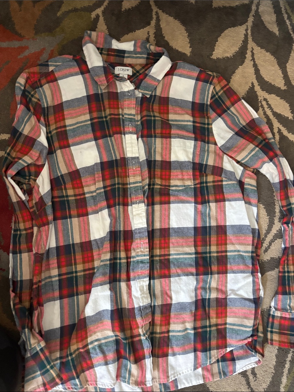 J. Crew Red, Blue & White Plaid Button-Down Shirt